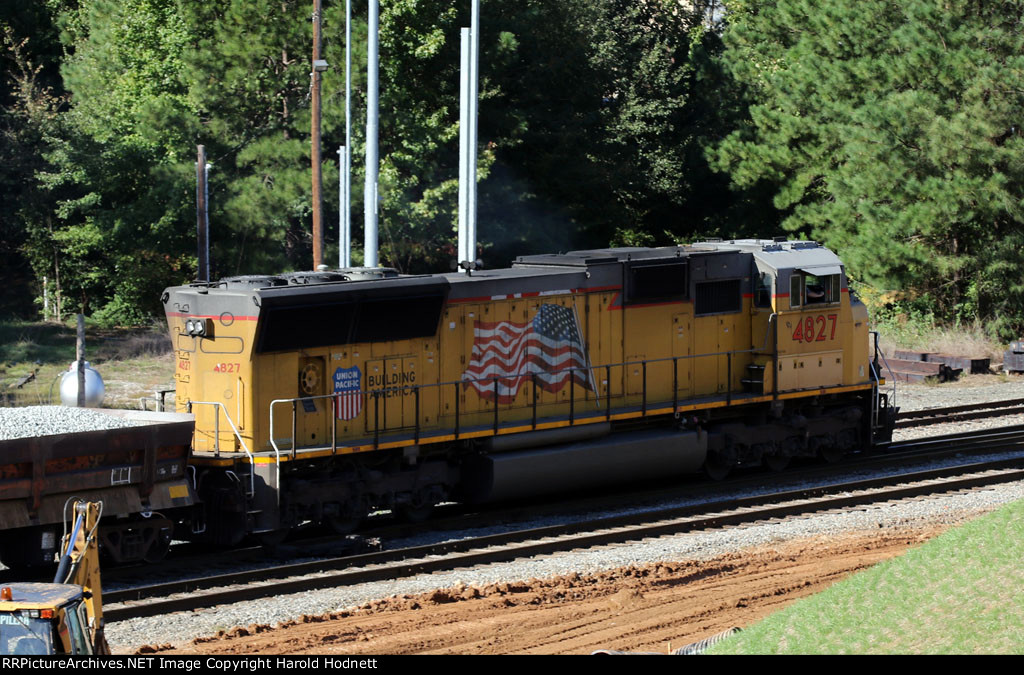 UP 4827 leads a NS rock train at Boylan Junction